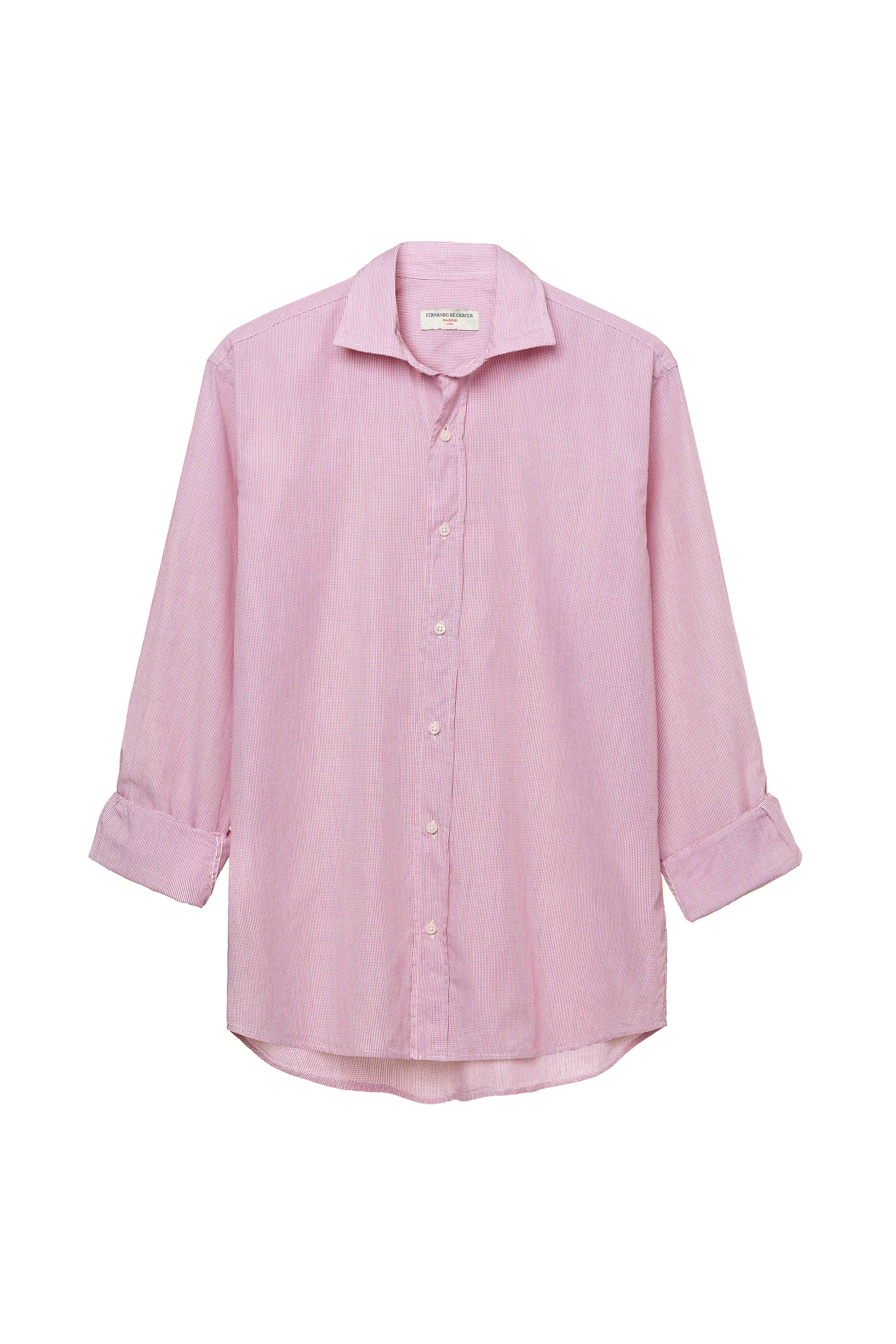 Camisa de Algodón - Microcuadros Rojo